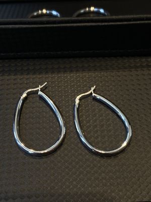 Minimalist Instagram Style 925 Silver Earrings with 18K White Gold Plating