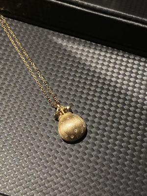 Italian Craftsmanship 925 Silver Necklace with 18K Gold Plated Lucky Fortune Pouch Pendant