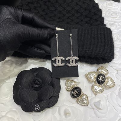 Quality High-end Customized Chanel-style Double-sided Crystal-embellished Luxury Earrings with White Swarovski Pearl and Long Design factory